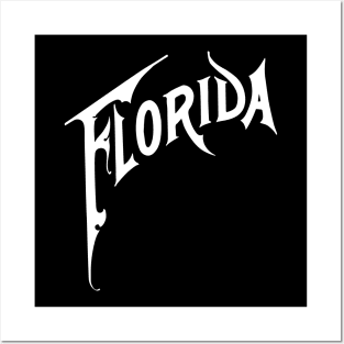 Florida Victorian Style Typography 1890 White Posters and Art